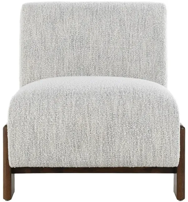 Callahan Modern Classic Off White Upholstered Brown Wood Occasional Chair