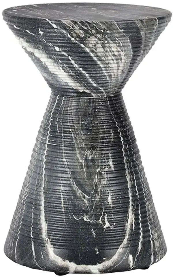 Felicia Modern Classic Black Concrete Round Outdoor Accent Table