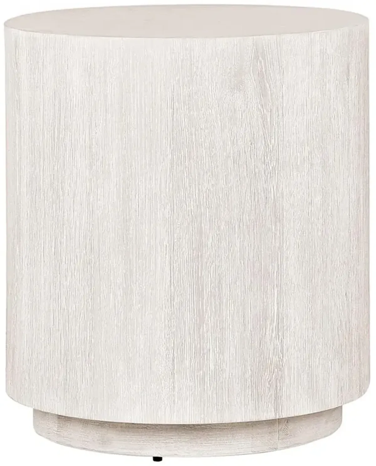 Vincent Rustic Lodge Milk White Oak Round Drum End Table