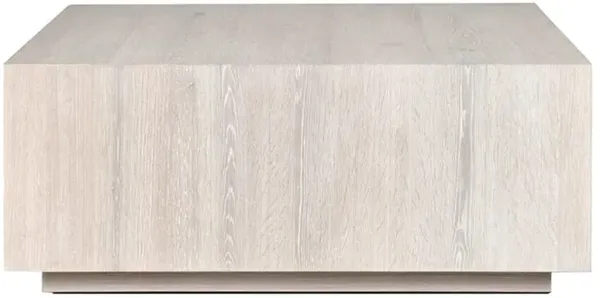 Vincent Rustic Lodge Milk White Oak Square Block Coffee Table