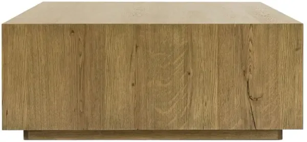 Vincent Rustic Lodge Light Brown Oak Square Block Coffee Table