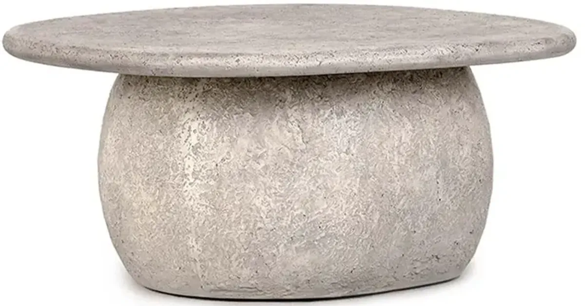 Alex Modern Classic Grey Concrete Round Outdoor Coffee Table