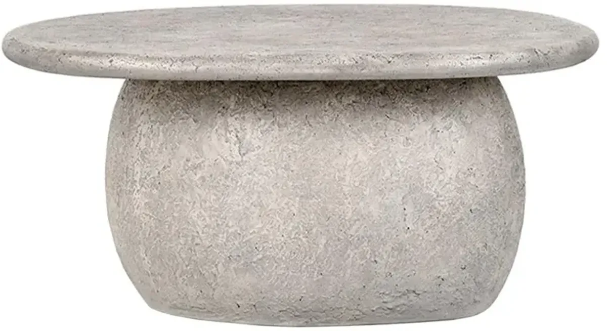 Alex Modern Classic Grey Concrete Round Outdoor Coffee Table