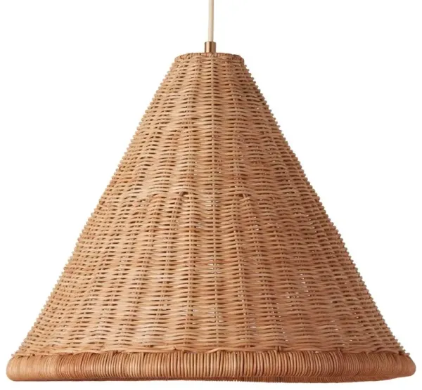 Camille Coastal Beach Natural Rattan Tall Pendant