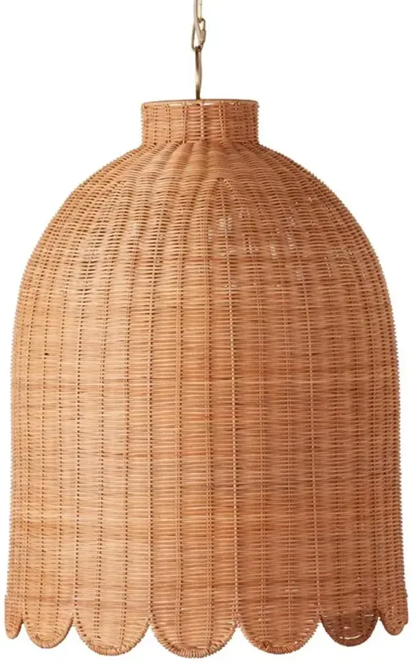 Marley Coastal Beach Natural Rattan Scallop Bell Pendant