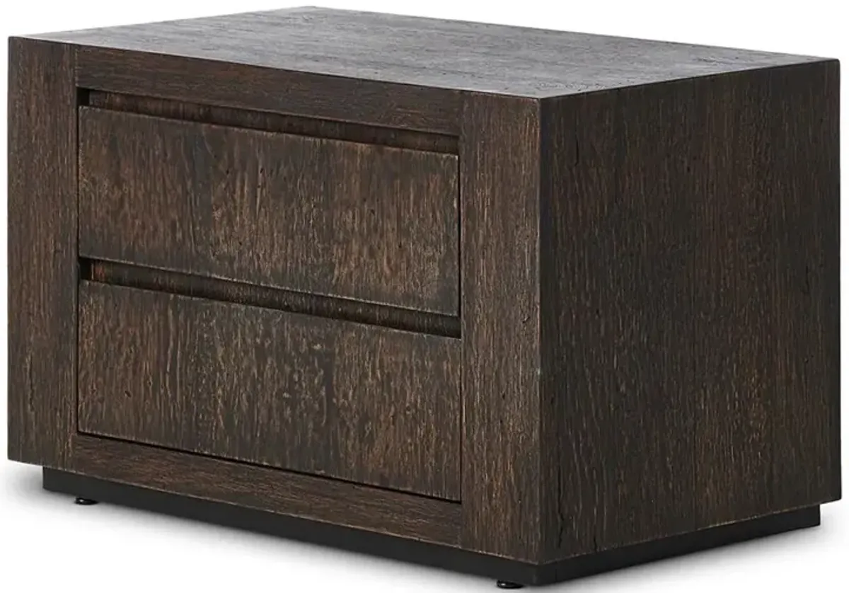 Oliver Rustic Lodge Dark Brown Oak Wood 2 Drawer Nightstand