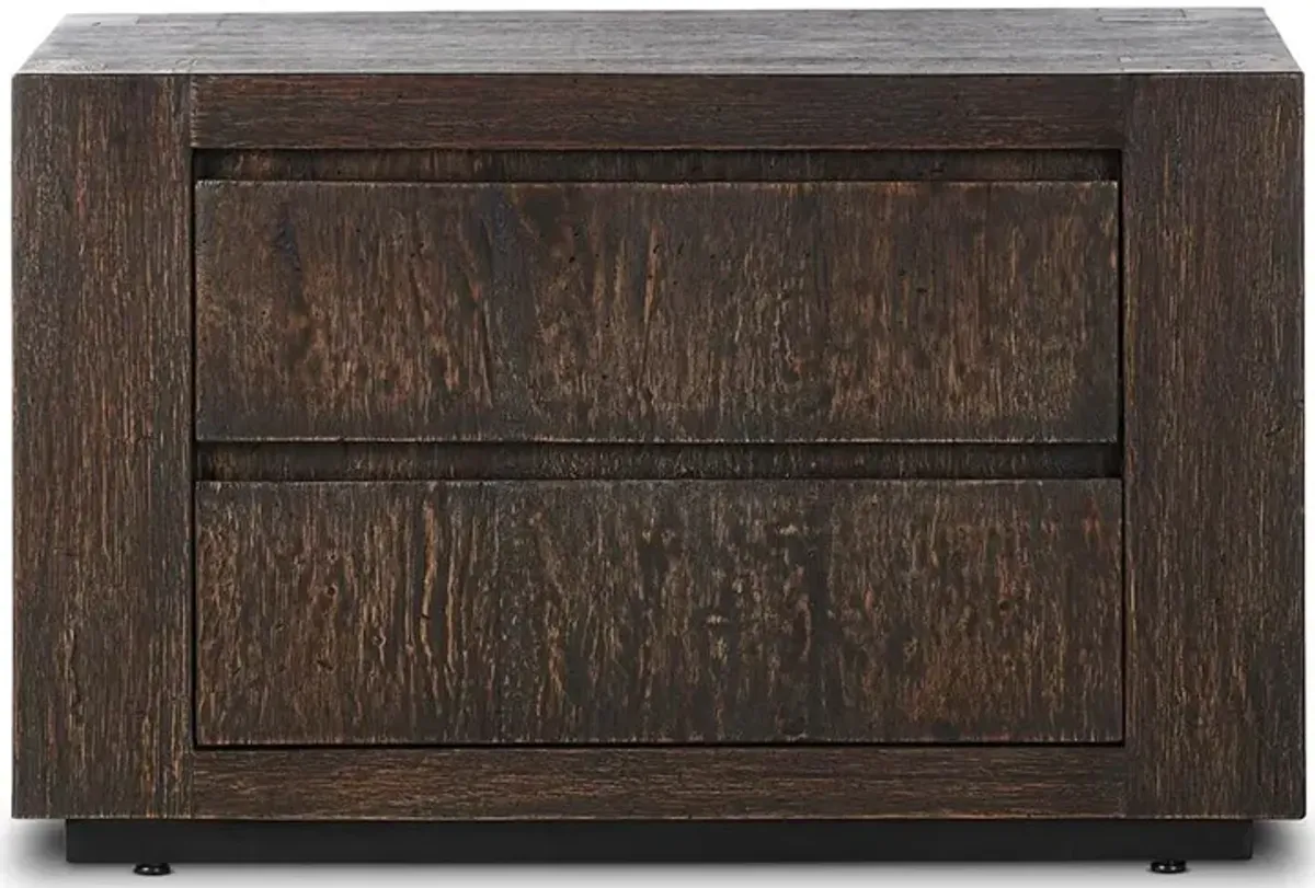 Oliver Rustic Lodge Dark Brown Oak Wood 2 Drawer Nightstand