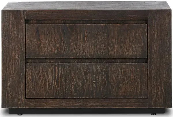 Oliver Rustic Lodge Dark Brown Oak Wood 2 Drawer Nightstand