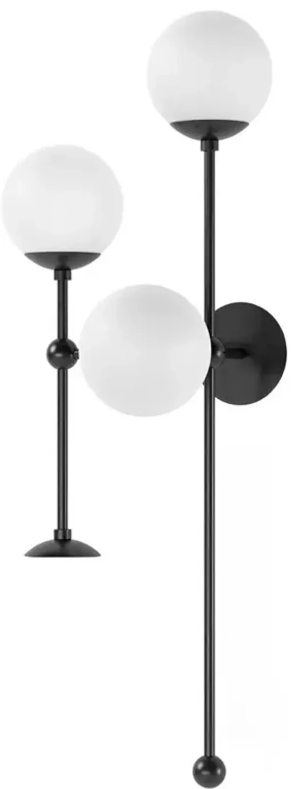 Schwung Armstrong Modern Black Gunmetal Matte White 4 Globe Sconce - Left Facing
