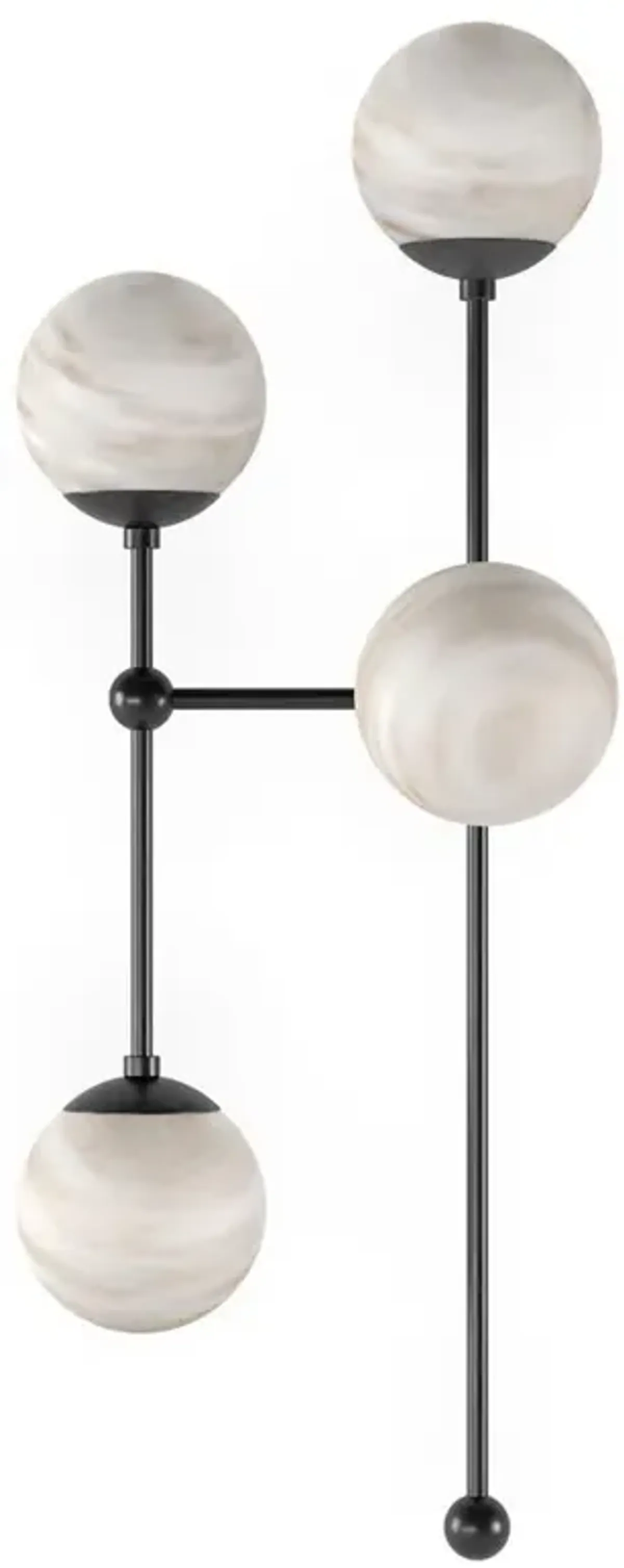 Schwung Armstrong Modern Black Gunmetal Marble 4 Globe Sconce - Left Facing