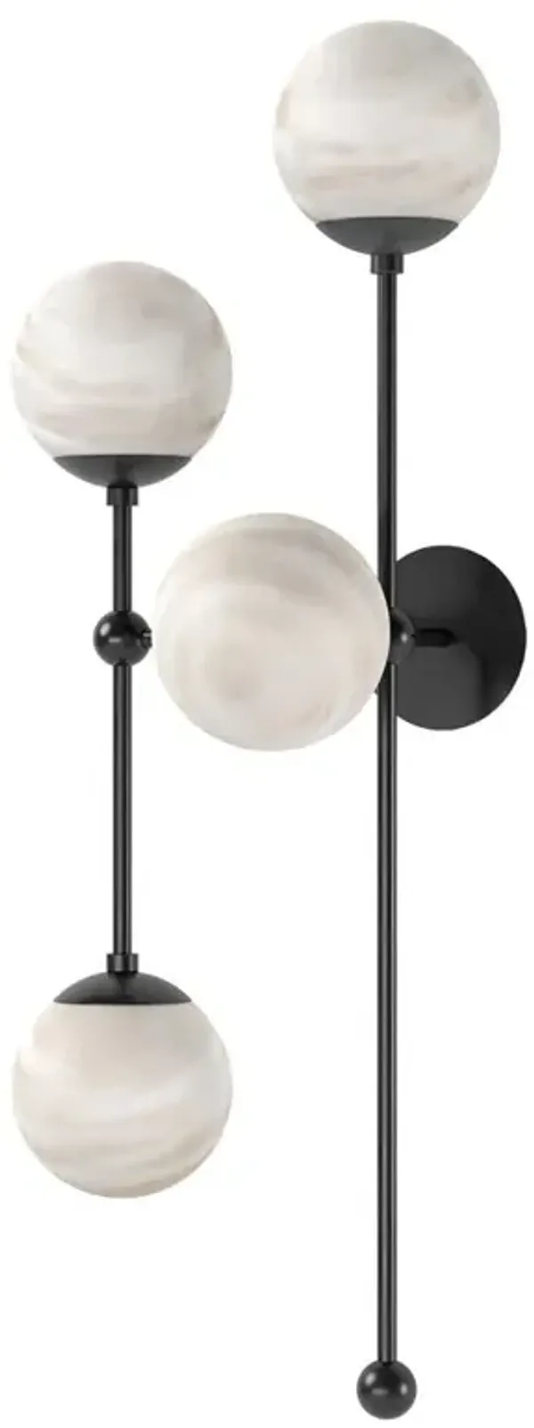 Schwung Armstrong Modern Black Gunmetal Marble 4 Globe Sconce - Left Facing