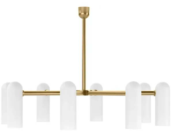 Schwung Odyssey Modern Burnished Brass Cylinder White Glass Round Chandelier