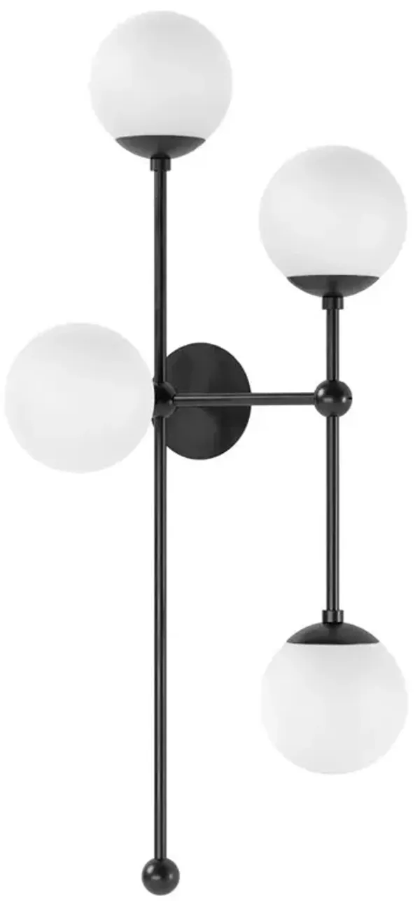 Schwung Armstrong Modern Gunmetal Matte White 4 Globe Sconce - Right Facing