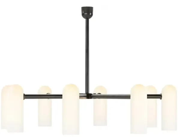 Schwung Odyssey Modern Black Gunmetal Cylinder White Glass Round Chandelier