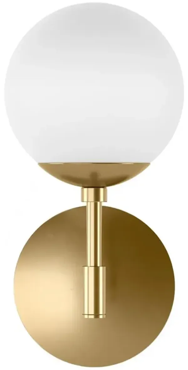 Schwung Sunset Modern Matte White Globe Burnished Brass Wallchiere Sconce