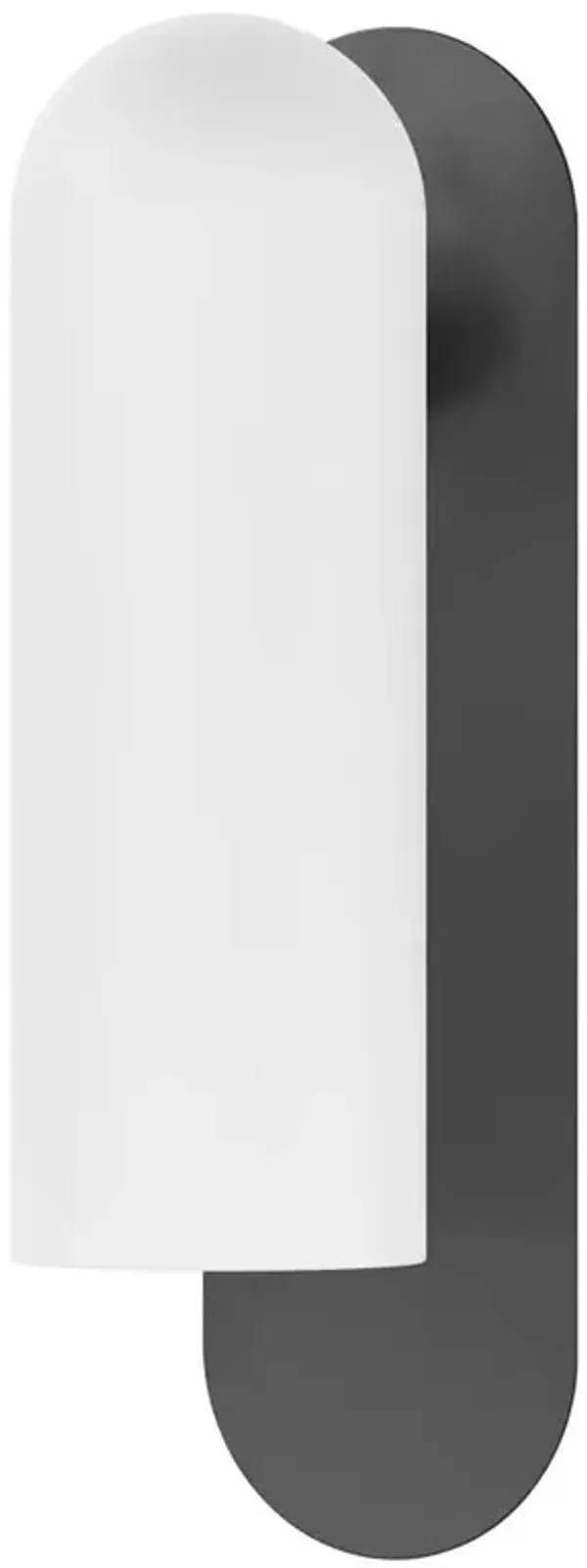 Schwung Odyssey Modern Black Gunmetal Cylinder White Glass Sconce - Large