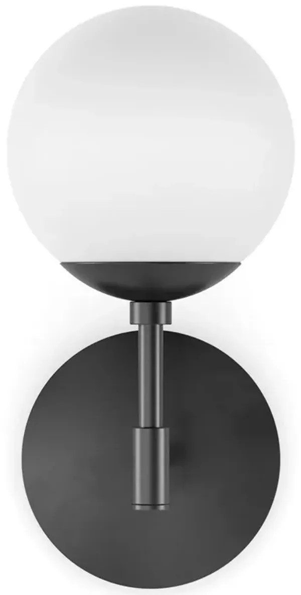 Schwung Sunset Modern Matte White Globe Black Gunmetal Wallchiere Sconce