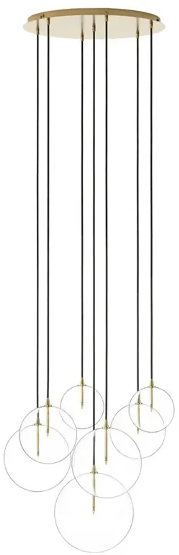 Schwung Mix Industrial Burnished Brass 7 Glass Globe Cluster Chandelier