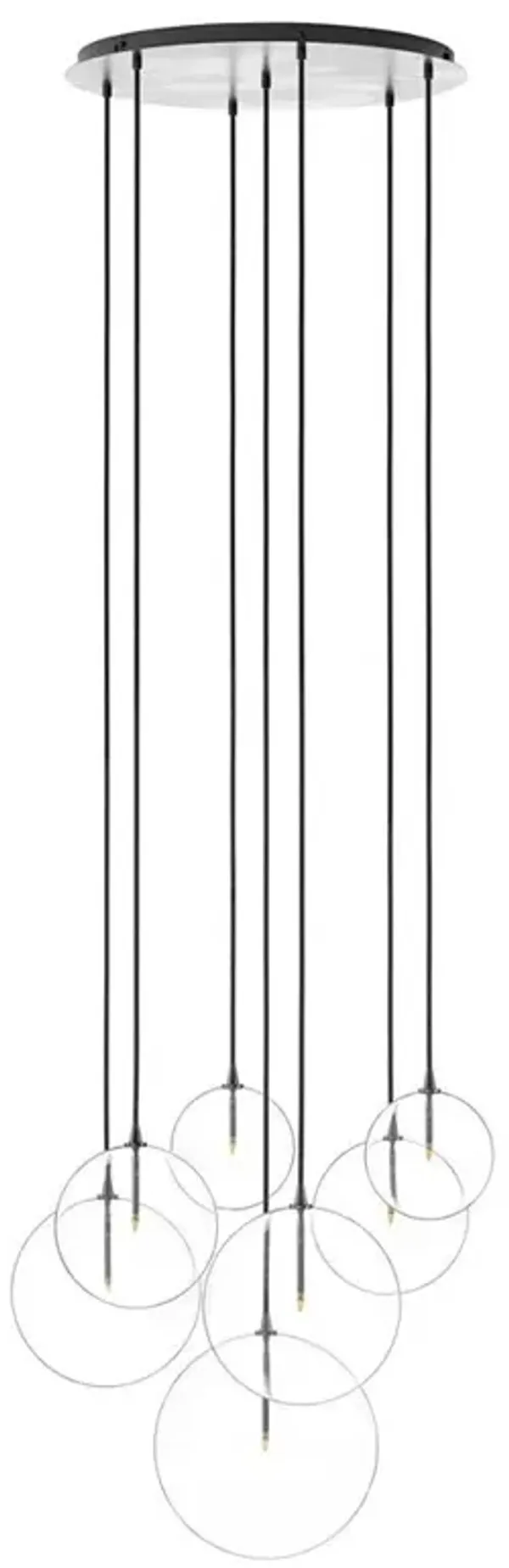 Schwung Mix Industrial Black Gunmetal 7 Glass Globe Cluster Chandelier