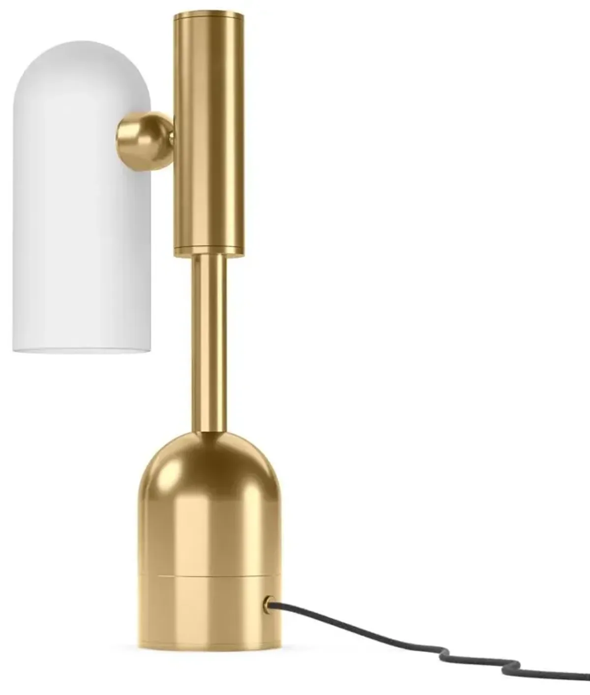 Schwung Odyssey Modern Burnished Brass Cylinder White Glass Table Lamp