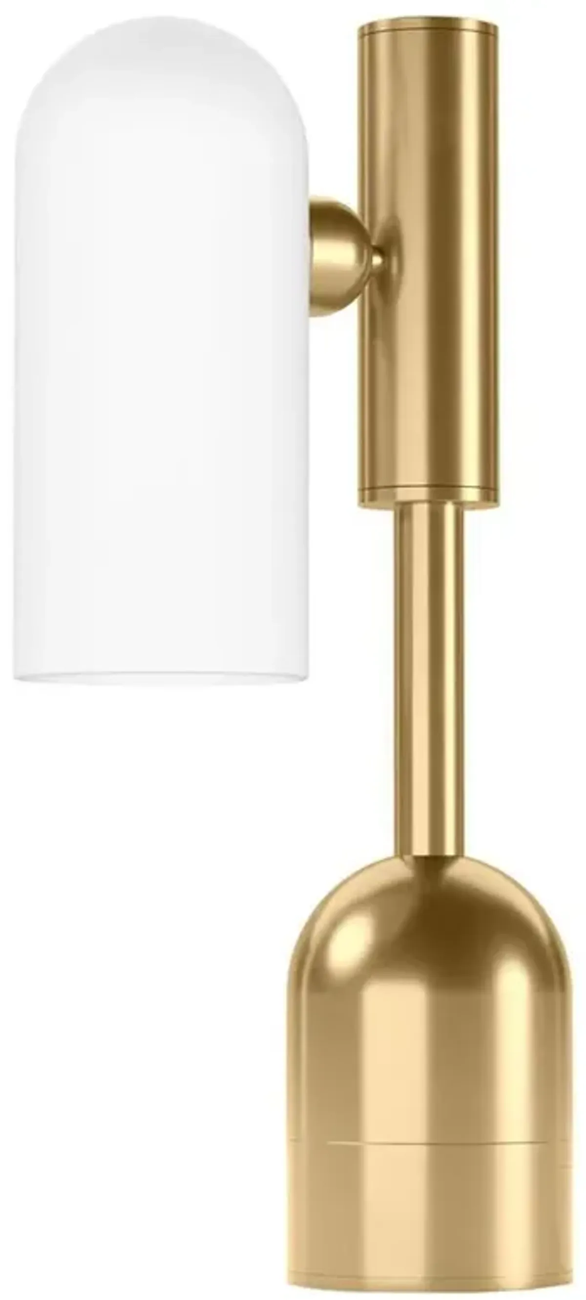 Schwung Odyssey Modern Burnished Brass Cylinder White Glass Table Lamp