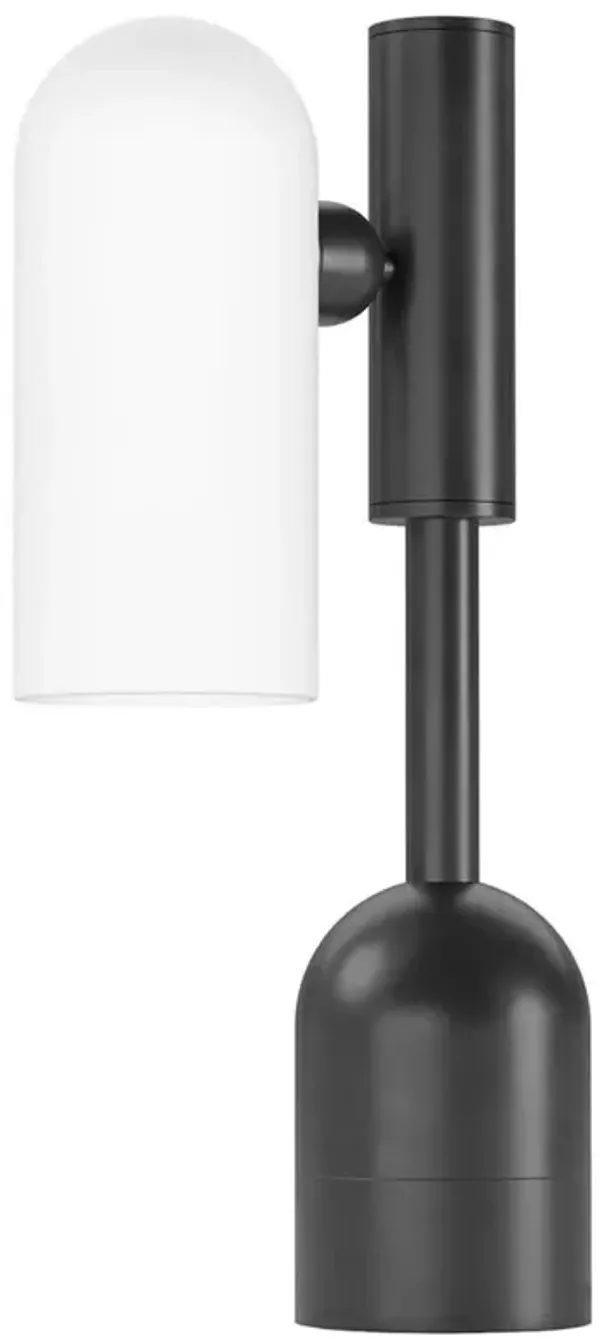 Schwung Odyssey Modern Black Gunmetal Cylinder White Glass Table Lamp
