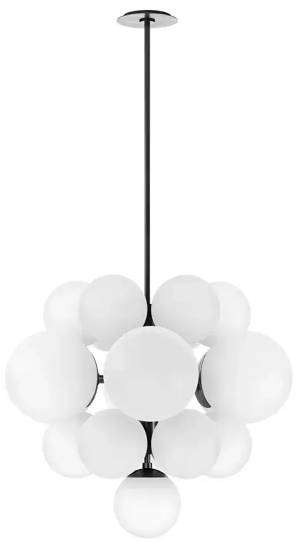 Schwung Nova Modern White Globes Black Gunmetal Chandelier