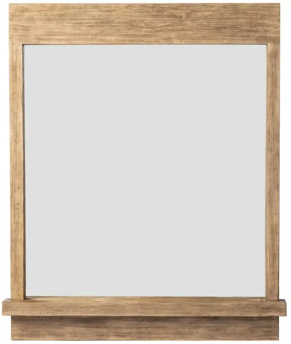 Avo Rustic Lodge Distressed Light Brown Wood Rectangular Wall Mirror
