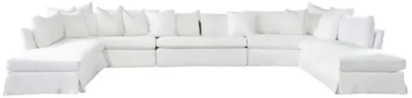 Cisco Home Seda Coastal Beach Denim White Slipcovered Sectional Sofa