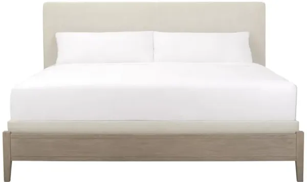 Catalina Modern Classic Beige Performance Brown Teak Wood Bed - Cal King
