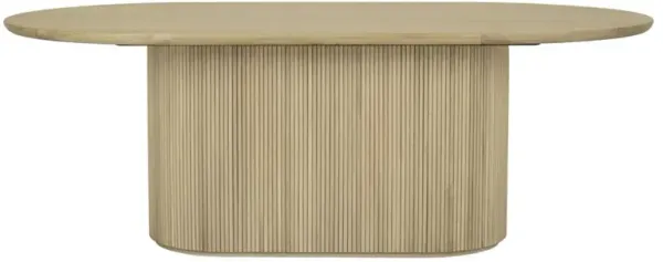 Harper Modern Classic Natural Oak Wood Fluted Base Oval Dining Table - 84"W