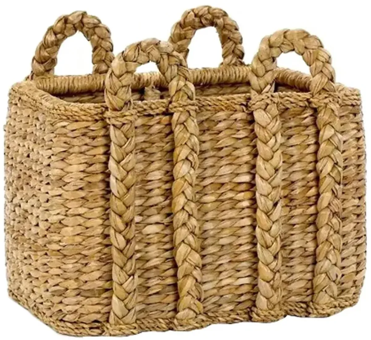 Reah Coastal Beach Natural Handwoven Rattan Rectangular Basket - Small