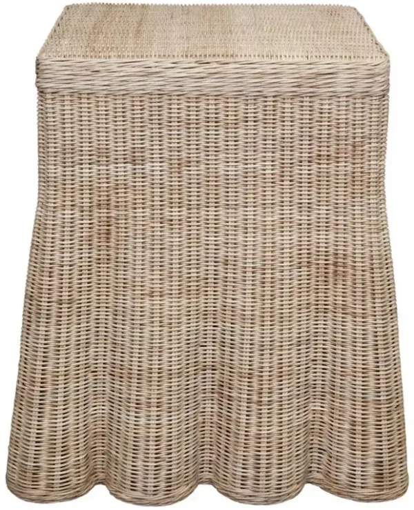 Terese Coastal Beach Natural Handwoven Rattan Square Side Table