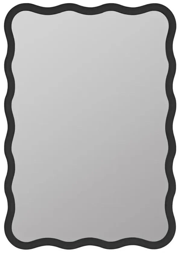 Camelotte Coastal Beach Black Wood Wavy Wall Mirror