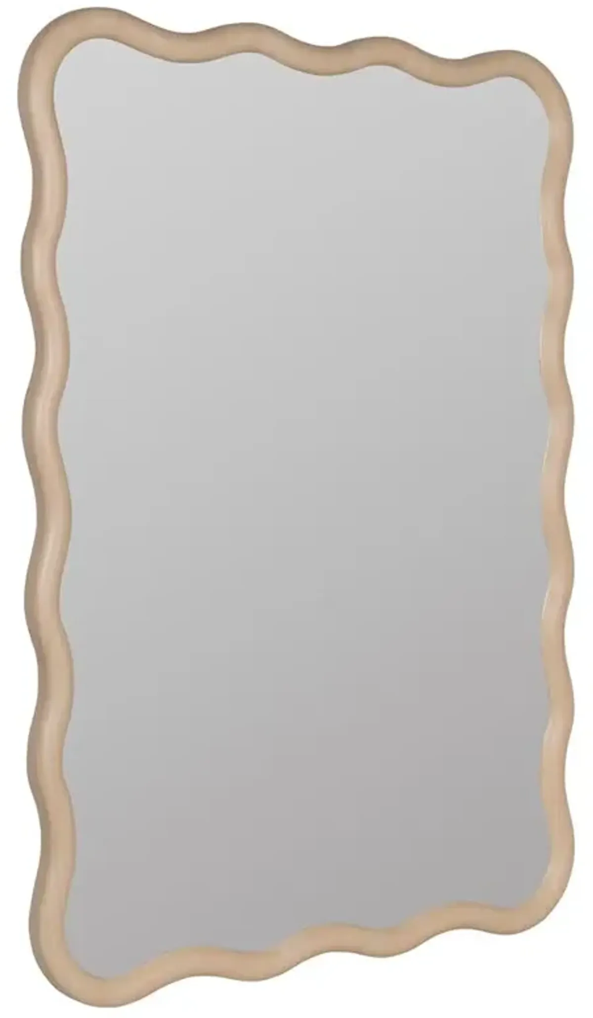 Camelotte Coastal Beach Natural Wood Wavy Wall Mirror