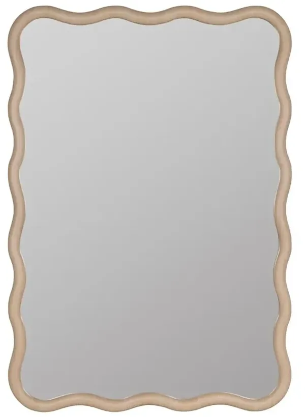 Camelotte Coastal Beach Natural Wood Wavy Wall Mirror