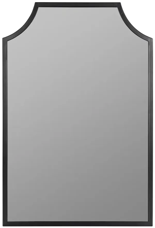 Serene Hollywood Regency Black Metal Wall Mirror