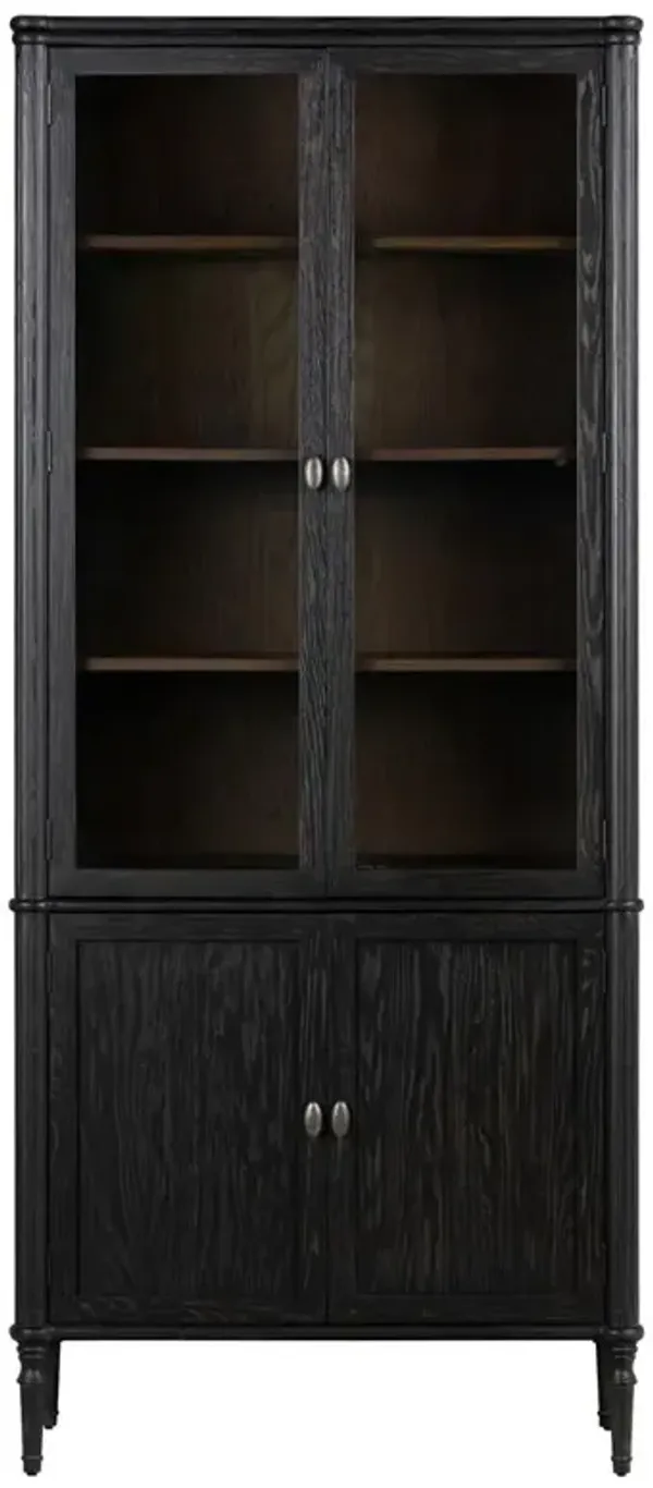 Tacorey Rustic Lodge Black Oak Wood Display Cabinet