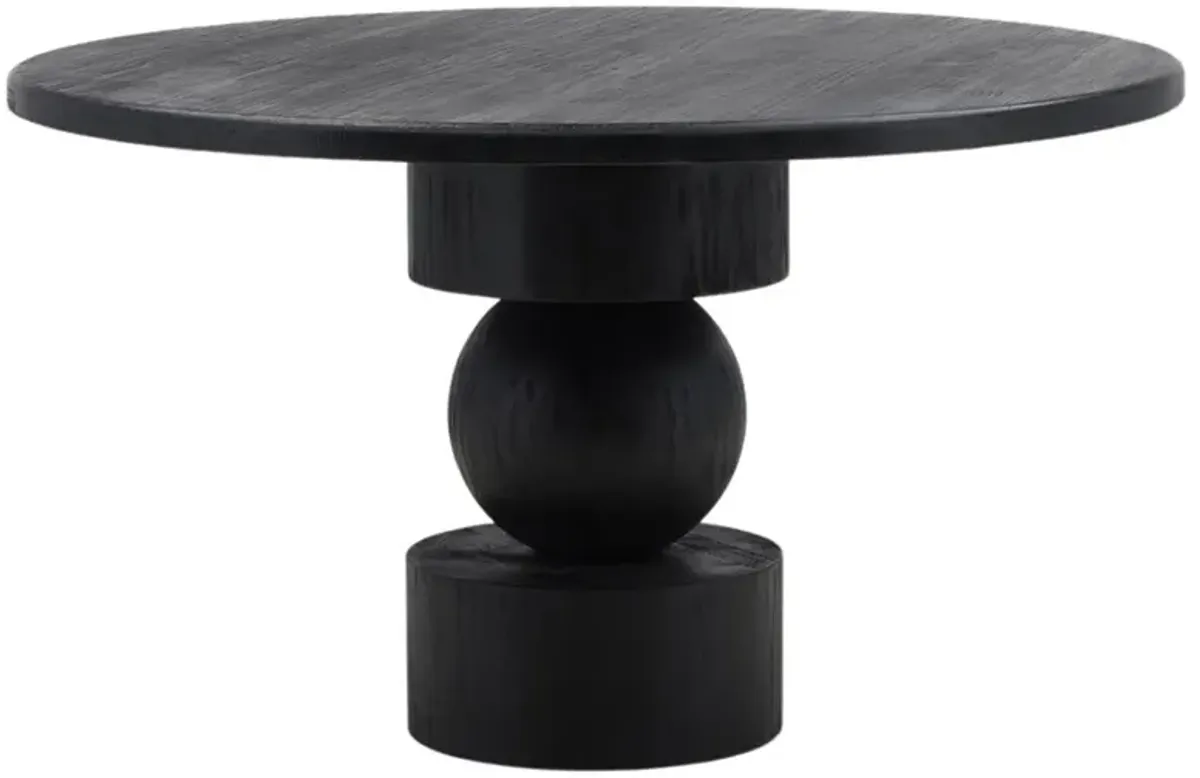 Jared Modern Classic Matte Black Reclaimed Pine Round Dining Table - 52"