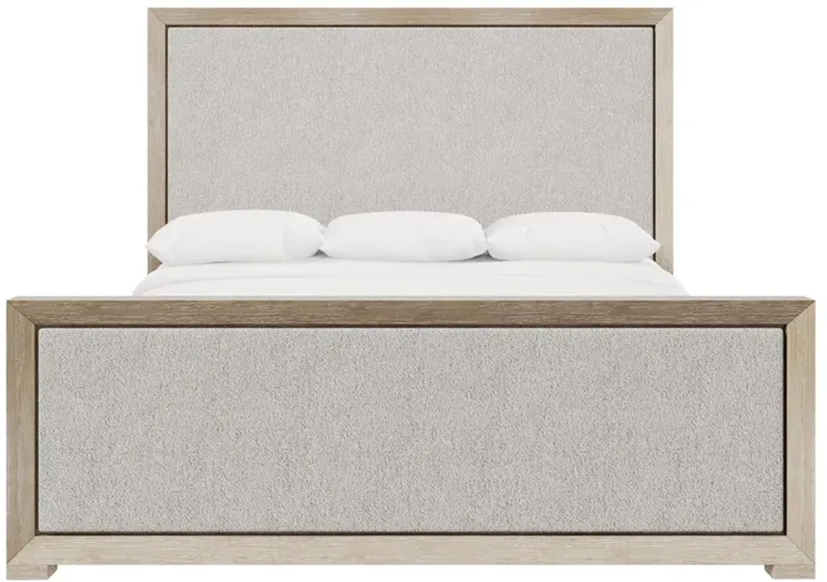 Isolde Modern Classic Grey Boucle Upholstered Wood Bed - Queen