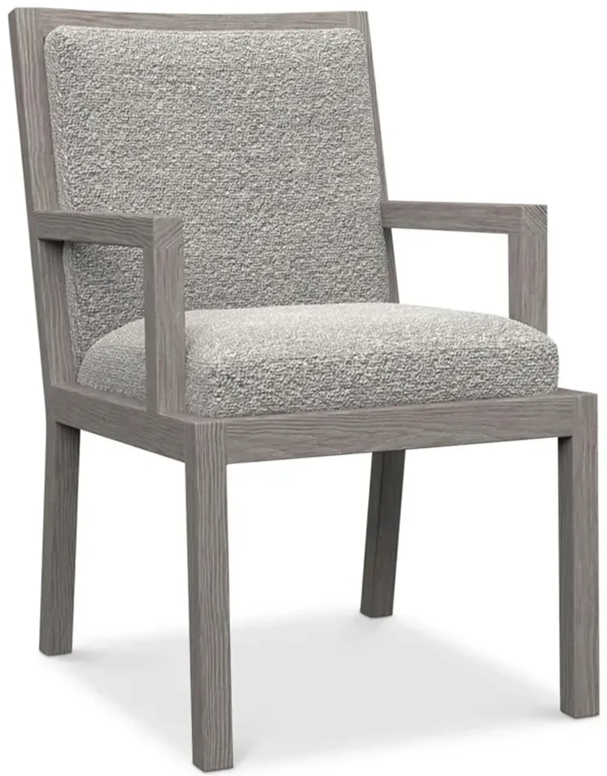 Ann Modern Classic Grey Upholstered Grey Wood Dining Arm Chair