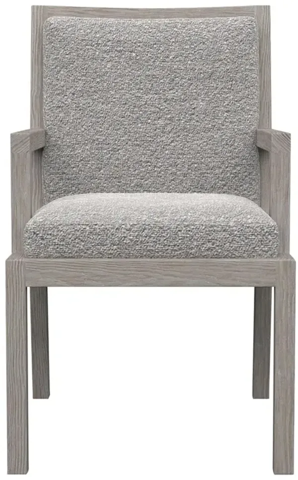 Ann Modern Classic Grey Upholstered Grey Wood Dining Arm Chair