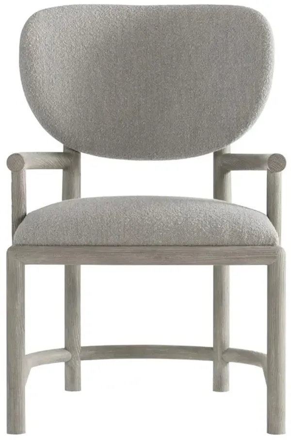 Ann Modern Classic Grey Performance Curved Dining Arm Chair
