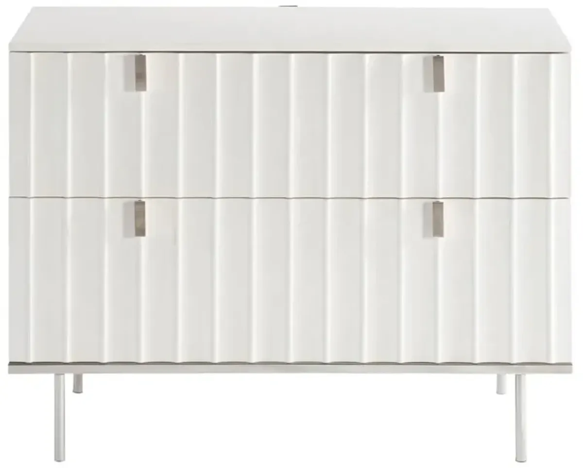 Kaiden Modern Classic White Fluted Nightstand