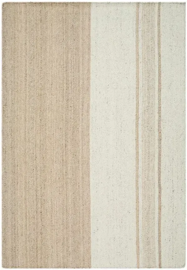 Blaine Coastal Beach Beige Wool Striped Patterned Rug - 2'x3'