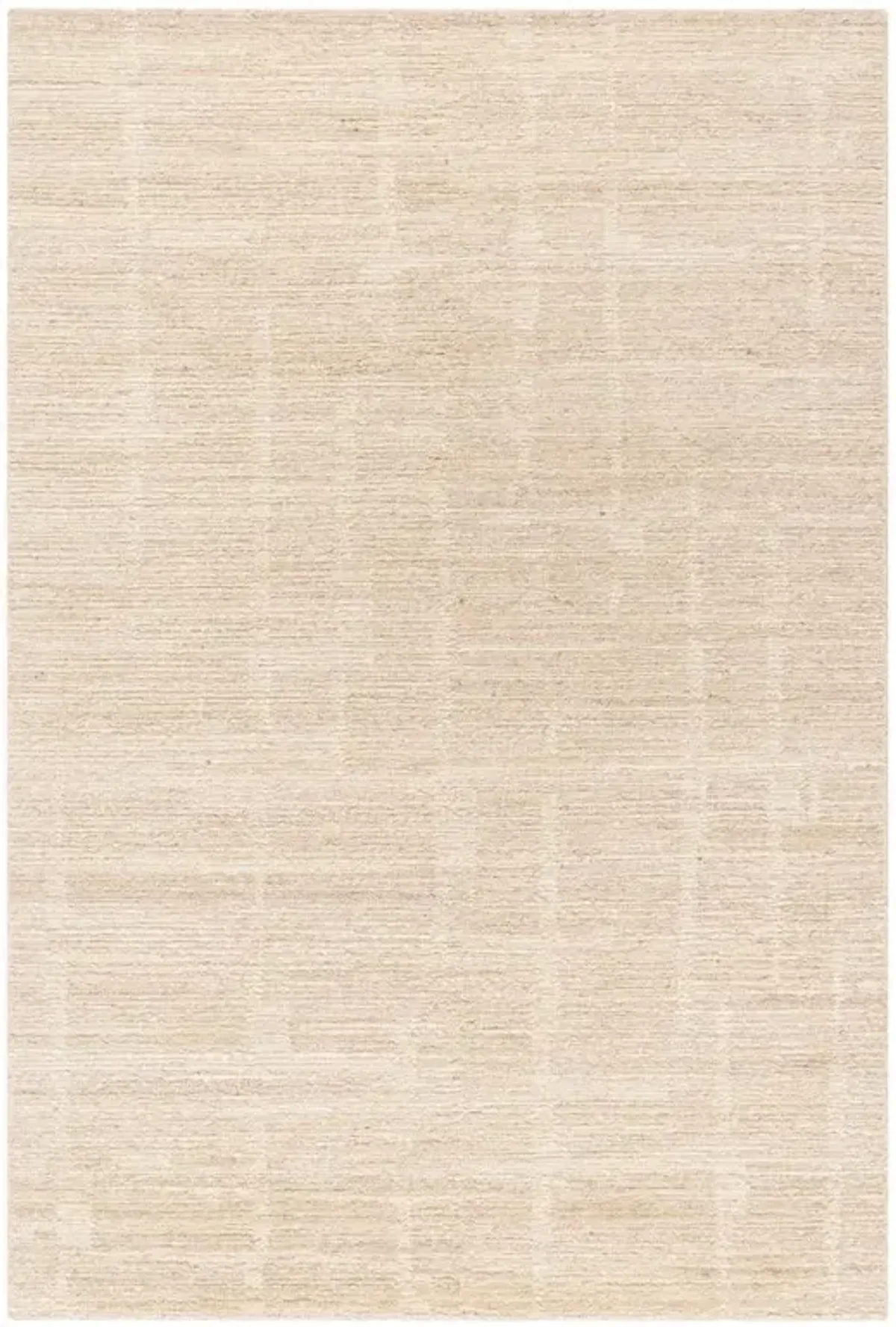 Mendel Mid Century Modern Beige Wool Grid Patterned Hand Knotted Rug - 10'x14'