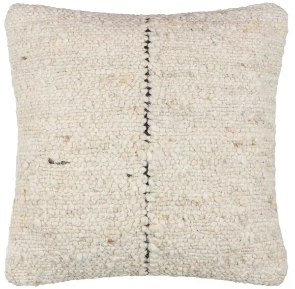 Davi Global Bazaar Beige Wool Paneled Decorative Accent Pillow - 22x22