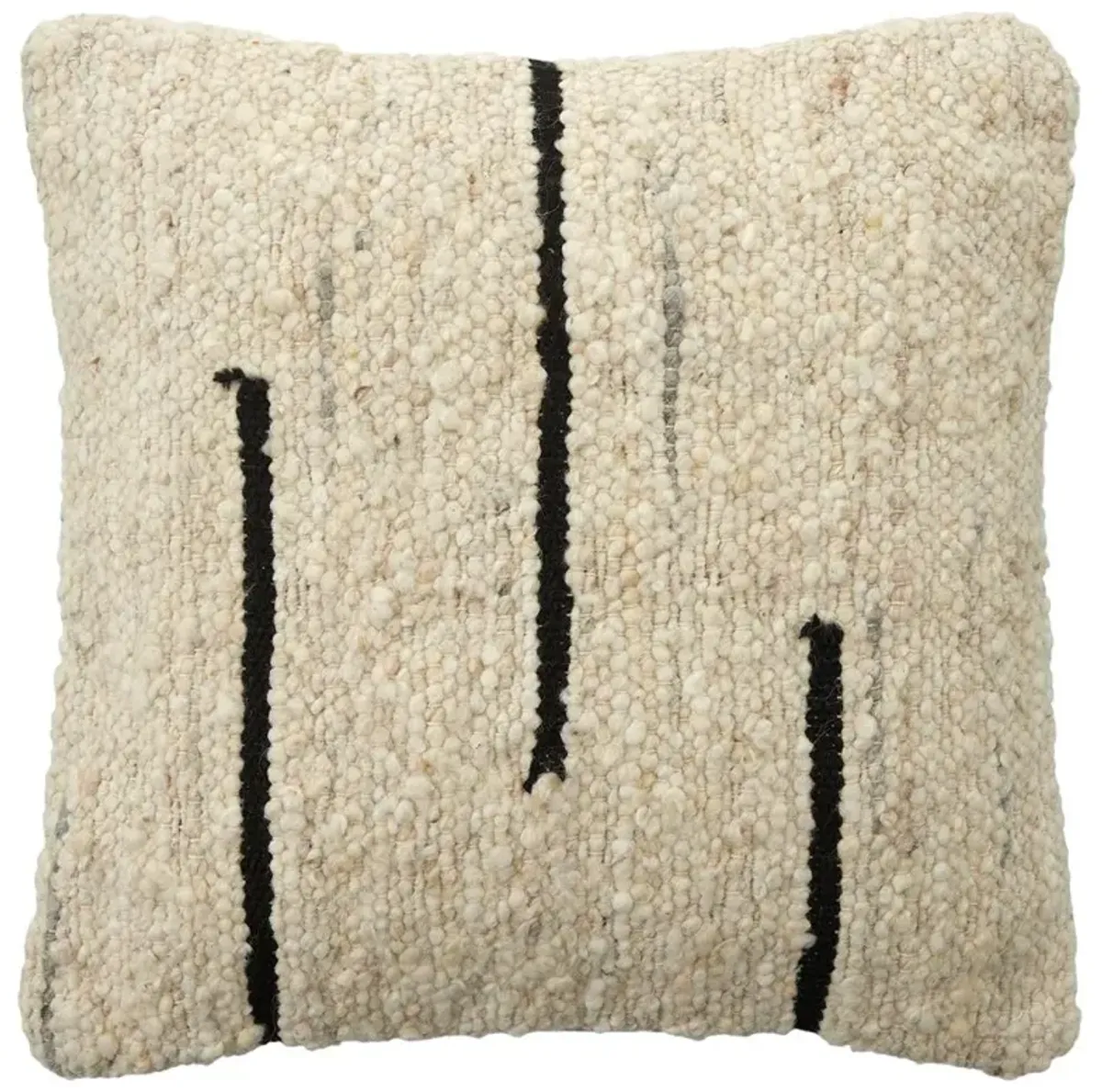 Davi Global Bazaar Beige Wool Banded Decorative Accent Pillow - 22x22