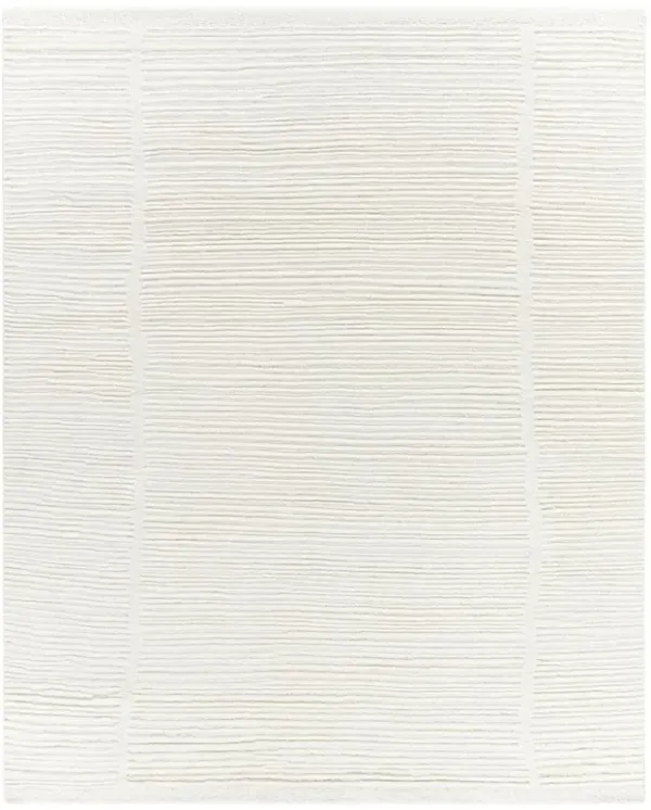 Martina Modern Classic White Wool Textured Solid Hand Knotted Rug - 10'x14'