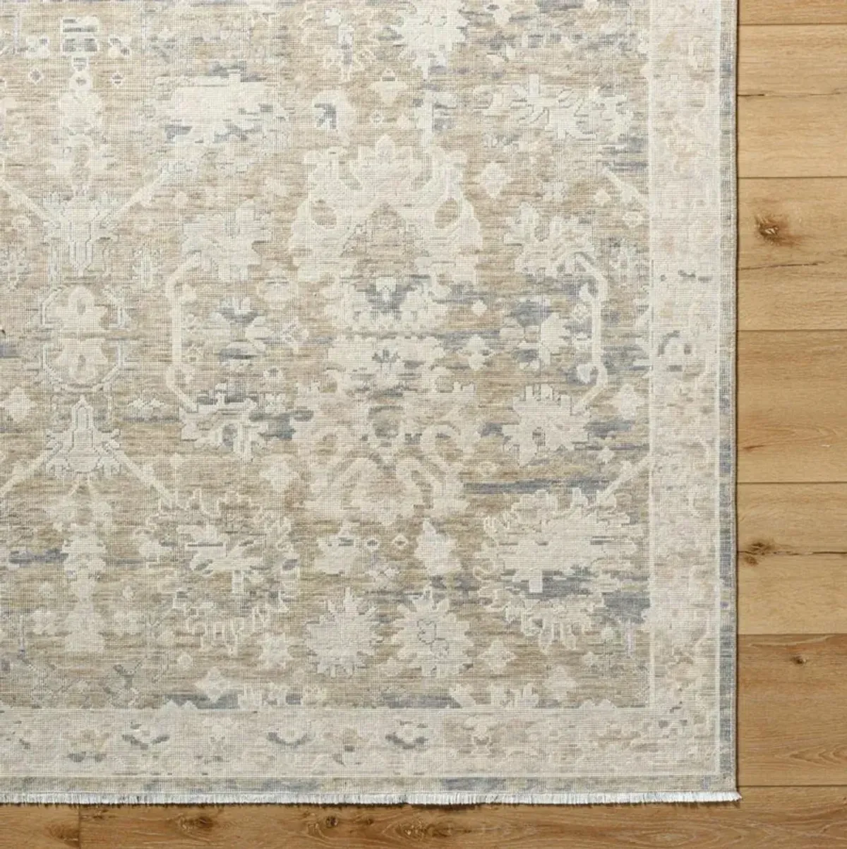 Ori French Country Beige Wool Patterned Rug - 6'5"x8'10"